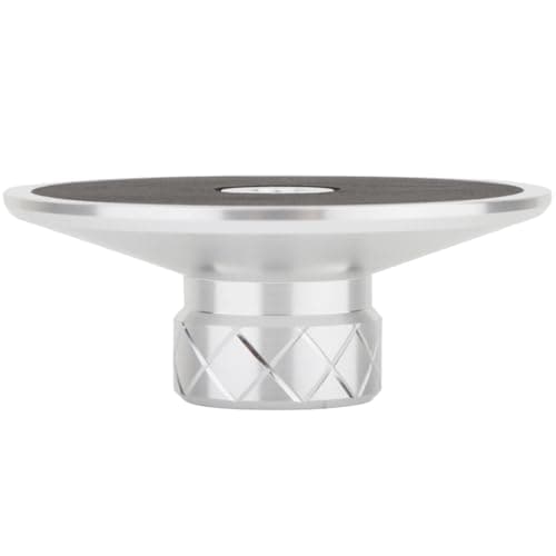 LIFKICH Record Weight Stabilizer Aluminum Magnesium Alloy Vinyl Disc Clamp with Genuine Leather for Turntable Vibration Damping Suitable for HiFi Audio Players Silver