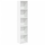 KGHFDVB Modern White Engineered Wood Bookcase 74.4 Inch Tall, 5 Shelf Storage Unit for Living Room, Bedroom, Office, 15.7W x 11.8D