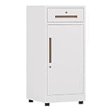 NUHSLF Locking File Cabinet with 1 Drawer and 1 Door Storage Home Office Filing Cabinet Organizer (Blanc)