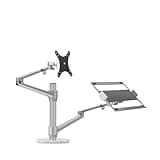 OL-3L 2 in 1 Ergonomics Desk Laptop Stand for 10-17 and 32" Monitor Desktop Holder Computer Full Motion with Column Bar(Silver)