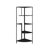 WANGHAI2024M Bookcases Vertical Corner Minimalist Open Bookshelf Iron Multi-Tier Shelving Unit for Living Room Office(Black)