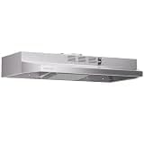 30 Inch Under Cabinet Range Hood, Ultra Slim Stainless Steel Kitchen Exhaust Hood (300 CFM), Dual Mode Convertible (Ducted/Ductless), Dual-Speed Fan, 3-Layer Aluminum Filters, LED Lighting