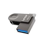 Lexar E32C 128GB Type-C USB Flash Drive, USB-A&USB-C 3.2 Gen 1 Dual Drive OTG 100MB/s Read, Thumb Drive Swivel Design Jump Drive for USB 3.0/2.0, Memory Stick for Android Smartphone, Laptop, PC