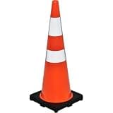 Reflective Traffic Cone - Orange - 36 in. - Black Base - High Visibility