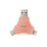 Servitae 1TB 4 in 1 Multiconnector, Metallic Melon, Compatible with USB-A, Type C, Lightning and Micro USB Ports