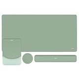 MOSISO Keyboard Mouse Pad Set, Large Gaming Mouse Pad&Rectangular Keyboard Wrist Rest&Mousepad with Wrist Rest&Coaster, Ergonomic Non-Slip&Easy Typing Pad with Curved Silicone Lining, Antique Green