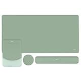MOSISO Keyboard Mouse Pad Set, Large Gaming Mouse Pad&Rectangular Keyboard Wrist Rest&Mousepad with Wrist Rest&Coaster, Ergonomic Non-Slip&Easy Typing Pad with Curved Silicone Lining, Antique Green