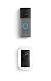 Ring Battery Doorbell (newest model), Speckled Gray with Spotlight Cam, Battery (newest model), White