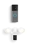 Ring Battery Doorbell (newest model), Speckled Gray with Floodlight Cam, Wired (newest model), White