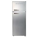 Frigidaire EFR753, 2 Door Apartment Size Refrigerator with Freezer, Retro Chrome Handle, 7.5 cu ft, Platinum Series, Stainless Steel, 7.5
