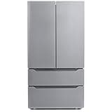 Pemberly Row 22.5 cu. ft. 4-Door French Door Refrigerator, Stainless Steel Finish, Fingerprint Resistant, Built-in Ice Maker, LED Lighting, Adjustable Shelves, Energy Star, 35.8" W x 29" D x 69.88" H
