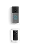 Ring Wired Doorbell (newest model), Speckled Gray with Spotlight Cam, Battery (newest model), White