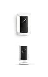 Ring Spotlight Cam, Battery (newest model), White with Indoor Cam Plus, White