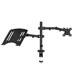 Dual Arm Desk Monitor Mount with Laptop Tray, 2-in-1 Single Screen Notebook Bracket, Full Height & Rotation Adjustable, VESA 75×75/100×100 Compatible for 14-28" Monitor & 10-17 Inch Laptop