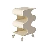Bookcases Mobile Light Luxury Small Bookshelf Plastic Storage Trolley Creative Multi-Purpose Bedside Table(White)