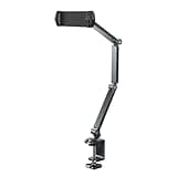 AHXIPHWSG Desktop Tablet Stand 360° Rotating Phone Support Holder Adjustable Foldable Arm Holder for 4-12.9 Inches Mobile Phones Tablets(Black)