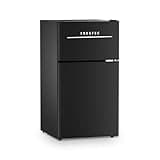 Frestec Mini Fridge with Freezer 3.2 Cu.Ft. 2 Door Refrigerator and Freezer Small Fridge for Bedroom Home Office Dorm, Small Drink Chiller, 37 dB Low Noise, Black