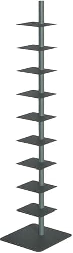 This Metal Spine Bookshelf - Tall Narrow Ladder Bookcase for Small Spaces, Stylish Corner Display, Multipurpose Vertical Tower for Books, Decor & Storage Solutions