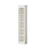 White 70" Narrow Bookcase 5 Shelf, Tall Corner Bookshelf Storage Shelf Unit for Living Room Bedroom Office Bathroom, 70 Inch Tall Narrow Bookshelf Corner Bookshelf 5 Shelf Skinny Bookcase