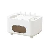 Syyavrrta Router Storage Box for TV Stand, Enclosed Modem & Cable Management Organizer, PP Plastic Shelf to Hide Wires & Clutter, White (1 Pack)