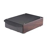 KLKCMS Coffee Grounds Bin Stainless Steel Drawer Espresso Waste Drawer Box Detachable Suitable Counter Cleaning, Walnut Wood Style