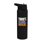 Thrift. Score. Repeat. Stainless Steel Insulated Water Bottle
