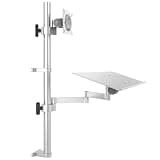 Eoweiot Sit Stand Monitor Desk Mount, Full-Motion Articulating Arm, Height Adjustable, with Keyboard Tray,Load Capacity 10KG, Fits 17-27" Screens