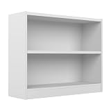 Bush Home Small 2 Shelf Bookcase, 2 Tier Bookshelf Storage Cabinet with Adjustable Shelf for Living Room, Bedroom or Home Office, Universal Collection, White