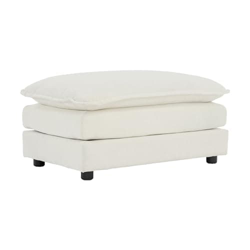 PlushNest Chenille Fabric Ottomans Footrest Combine with 2/3/4 Seater Sofa Sponge Footrest with Sturdy Solid Wood Frame & High-End Breathable Fabric Easy to Assembly White