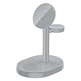 Hevanto 2026 3 in 1 Wireless Charging Station for Apple MagSafe Charger, 15W Fast Magnetic Mag-Safe Charger Stand for iPhone 17 16 15 14 13 12 Apple Watch AirPods Series, DeepGrey