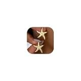 14K Gold Plated Starfish Earrings for Women Trendy, Boho Summer Beach Starfish Earring Gold Statement Hypoallergenic Studs Vacation Outfits Accessories Jewelry (Gold-2)