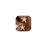 14K Gold Plated Starfish Earrings for Women Trendy, Boho Summer Beach Starfish Earring Gold Statement Hypoallergenic Studs Vacation Outfits Accessories Jewelry (Gold-2)