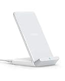 Anker 313 Wireless Charger (Stand), Qi-Certified for iPhone 17/17 Pro/17 Pro Max/16/15/14/13, 10W Fast-Charging Galaxy S23 S22 S21(No AC Adapter)