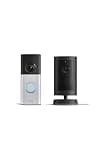 Ring Wired Doorbell Plus (2nd Gen), Nickel Silver with Outdoor Cam Plus, Battery, Black