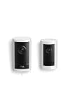 Ring Outdoor Cam Pro, Plug-In (Newest Model), White with Outdoor Cam Plus, Battery, White