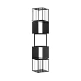 CFGH6FDF 5-Tier Open Floor Iron Baked Enamel Bookshelf Living Room Study Storage Display Stand Freestanding Book Shelf(Black)