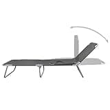 YUOGHRTFE Foldable Gray Sunlounger with Adjustable Backrest for Garden Beach, Oxford Fabric Camping Bed with Powder-Coated Steel Frame, Easy Fold Storage