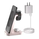 Wireless Charger for Samsung/Android, HOLYJOY Foldable 3 in 1 Fast Charging Station/Stand/Multi Charger for Samsung S26 Ultra/S25/Note 20, Travel Pad for Galaxy Watch 8/7/6/5/Active 2, for Buds(Pink)