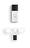Ring Battery Doorbell (newest model), Speckled White with Floodlight Cam, Wired (newest model), White