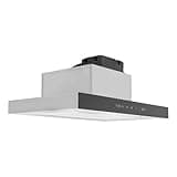 24 Inch Under Cabinet Range Hood, Stainless Steel Kitchen Vent Hood 3 Speed Adjustable with LED Light, 350 CFM Kitchen Range Hood with Glass Smoke Flap & Touch Panel