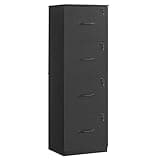 VASAGLE 4-Drawer Vertical File Cabinet, Filing Cabinet for Home Office, Printer Stand, with 4 Lockable Drawers, Adjustable Hanging Rail, for A4 and Letter-Size Files, Ink Black UOFC082B01