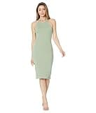 line and dot Lori Asymmetrical Ribbed Midi Dress Sage SM