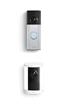 Ring Battery Doorbell Plus (newest model), Nickel Silver with Spotlight Cam, Battery (newest model), White