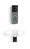 Ring Battery Doorbell (newest model), Speckled Gray with Floodlight Cam Pro (newest model), White