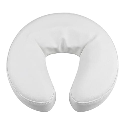 South Beach Leather Men's Travel Neck Pillow Cushion - Universal Crescent Headrest Pillow - Neck Head Cushion for Massage Chairs Spa Bed (White, One Size)