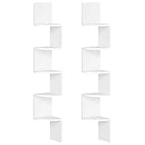HOOBRO Corner Shelf Wall-Mounted, Set of 2 Floating Corner Shelves for Wall, 5-Tier Corner Bookshelves for Living Room, Bedroom, Bathroom, Home Office, White WT26BJP201