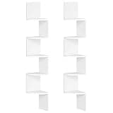 HOOBRO Corner Shelf Wall-Mounted, Set of 2 Floating Corner Shelves for Wall, 5-Tier Corner Bookshelves for Living Room, Bedroom, Bathroom, Home Office, White WT26BJP201