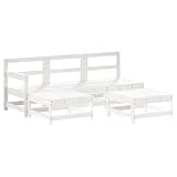 TUERYAFEK Wooden Garden Lounge Set with Slatted Design, 5 Piece Patio Set in Solid Pine Wood for Garden Patio Terrace