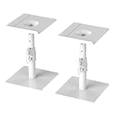 Suptek Free-Standing Speaker Stand Desktop Set, 9.6 x 8.8 inch Trays, Height Adjustment and Tilt, Universal Audio Holders for Computer and Bookshelf Speakers, Elevated Sound, 2 Pack, White, SDM001TW