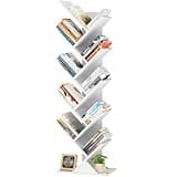 SHEEPAM 10 Tier Tree Book Shelf, Floor Standing Wood Bookshelf for Narrow Space, Storage Organizer Bookshelves for Books/CDs/Magazine, Bookcase with Shelves for Home Office, Living Room - White